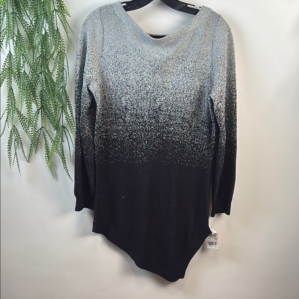 NY Collection Black and Gray Ombre Sweater
